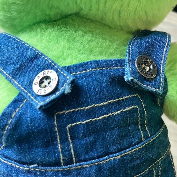 Build A Bear Frog with Overalls Spring Green 16" Stuffed Plush BAB Animal 2022 - Picture 8 of 8